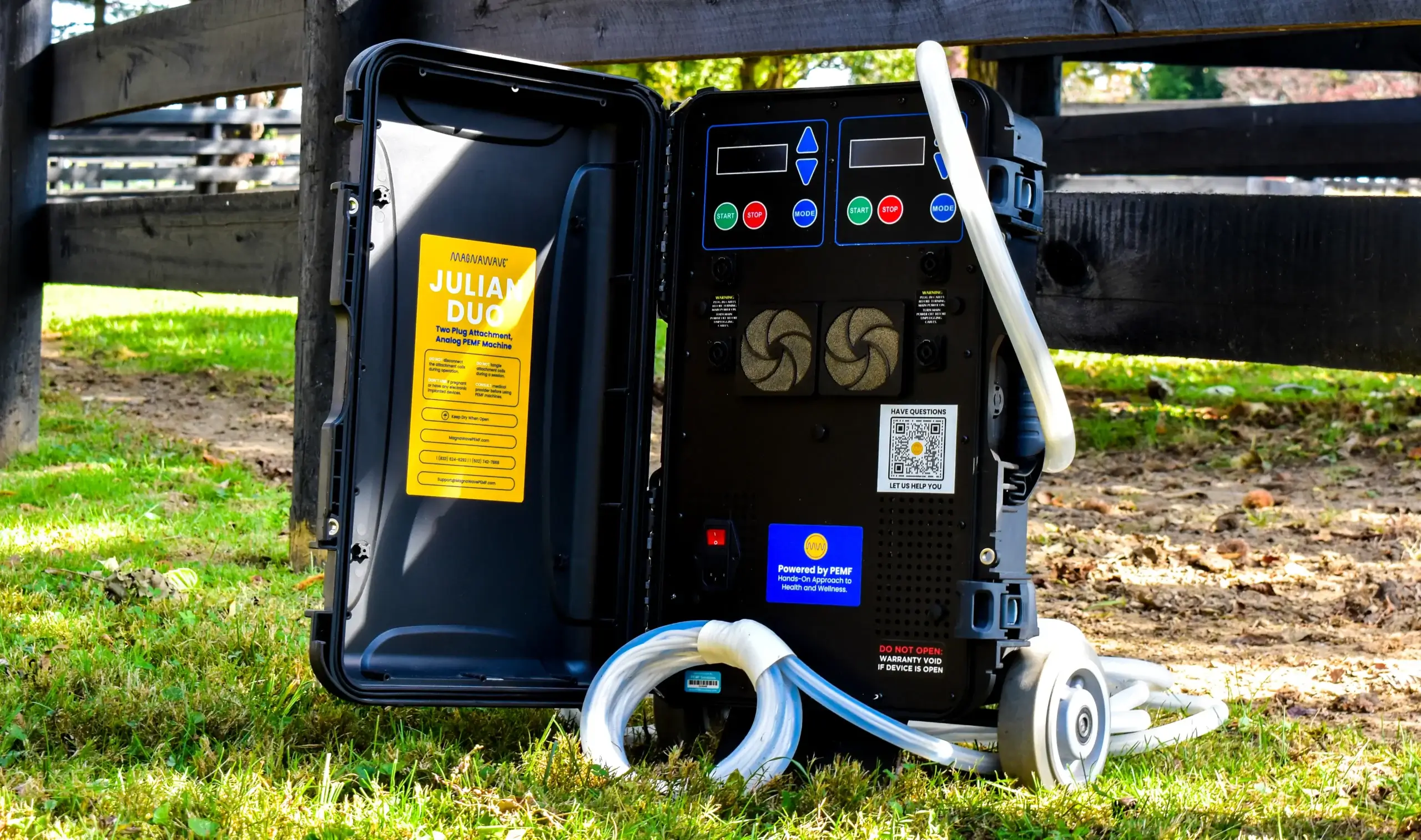 MagnaWavePEMF Julian Duo machine with the Butterfly Loop and Large Loop attachments